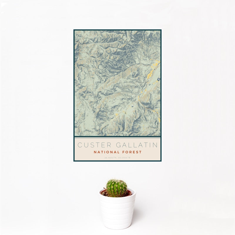 Custer Gallatin - National Forest Map Print in Woodblock