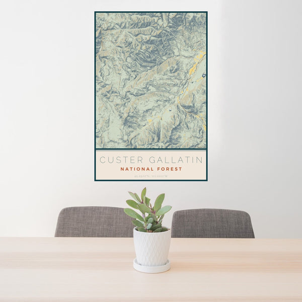 Custer Gallatin - National Forest Map Print in Woodblock