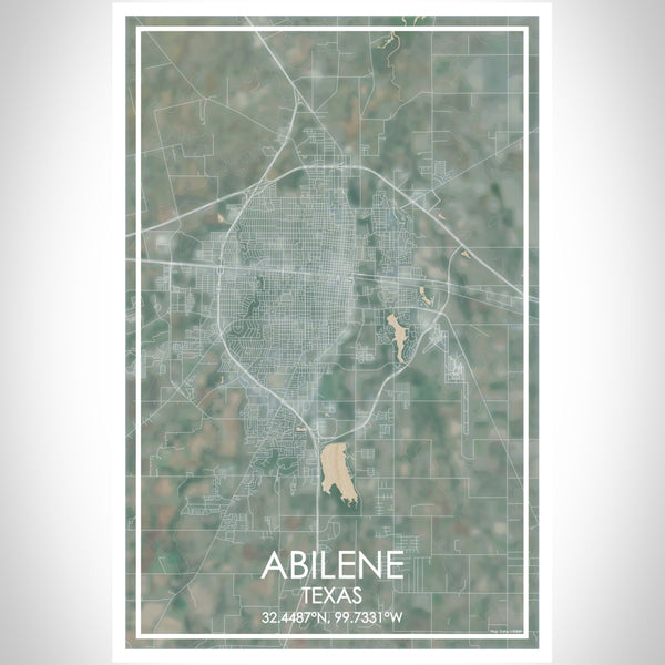 ABILENE Texas Map Print Portrait Orientation in Afternoon Style With Shaded Background