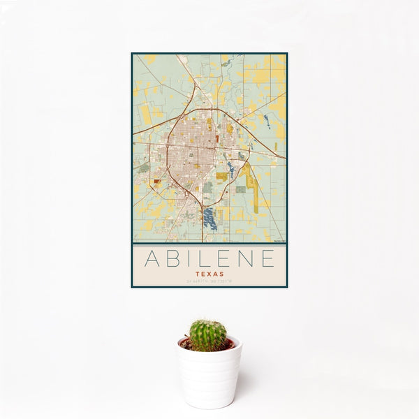 Abilene - Texas Map Print in Woodblock