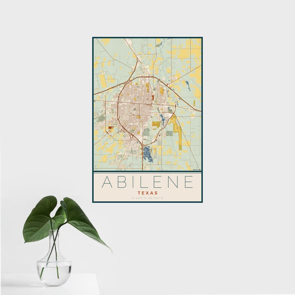 Abilene - Texas Map Print in Woodblock