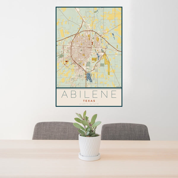 Abilene - Texas Map Print in Woodblock