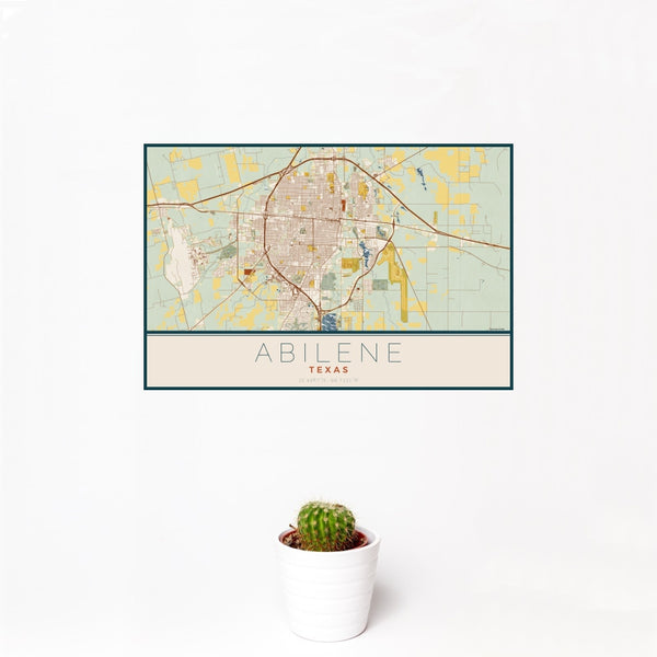 Abilene - Texas Map Print in Woodblock