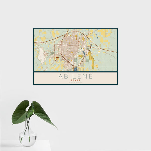 Abilene - Texas Map Print in Woodblock