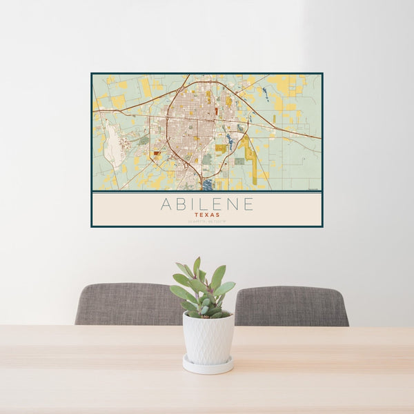 Abilene - Texas Map Print in Woodblock