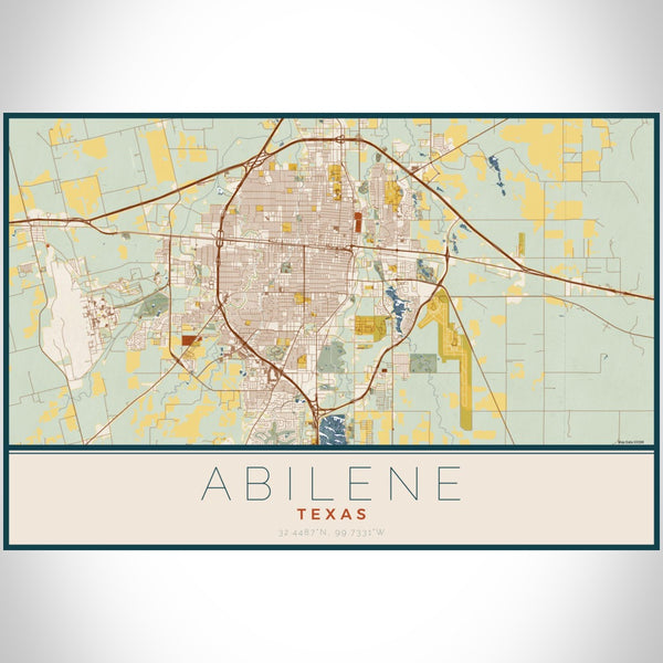 Abilene - Texas Map Print in Woodblock