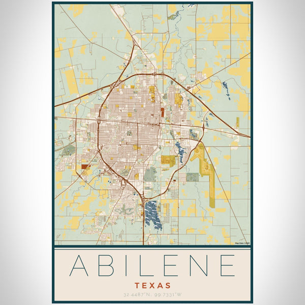 Abilene - Texas Map Print in Woodblock