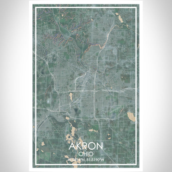 AKRON Ohio Map Print Portrait Orientation in Afternoon Style With Shaded Background