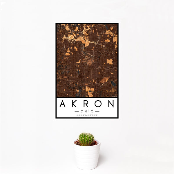 Akron - Ohio Map Print in Ember