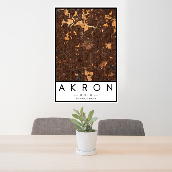 Akron - Ohio Map Print in Ember
