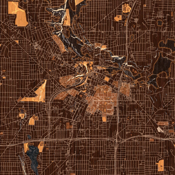 Akron - Ohio Map Print in Ember