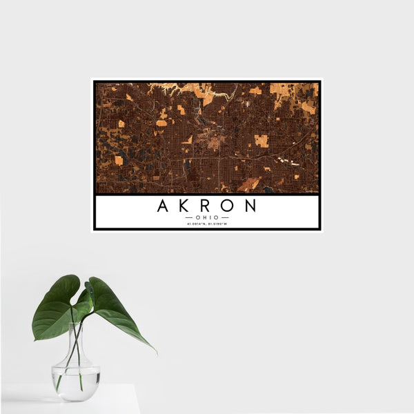 Akron - Ohio Map Print in Ember