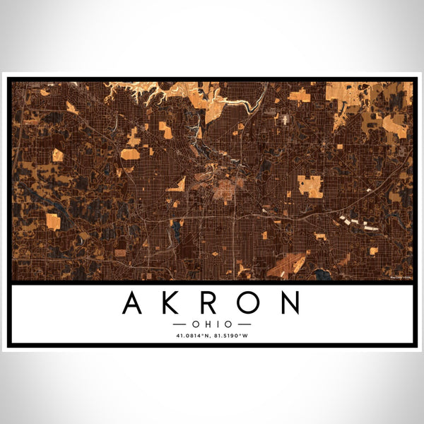Akron - Ohio Map Print in Ember