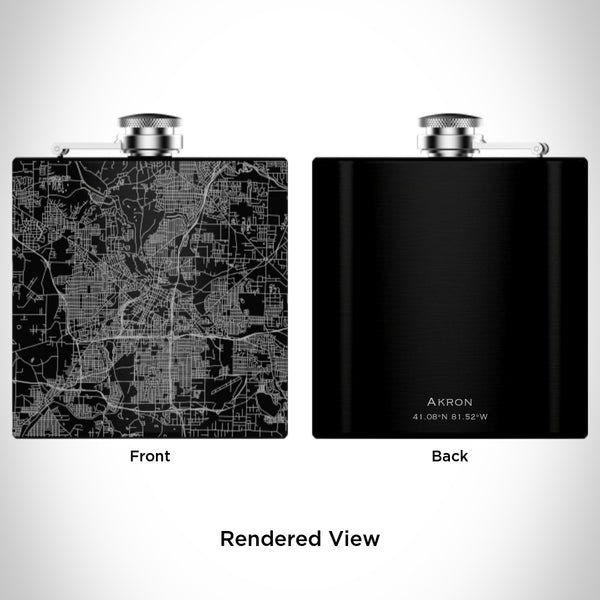 Akron - Ohio Map Hip Flask in Matte Black
