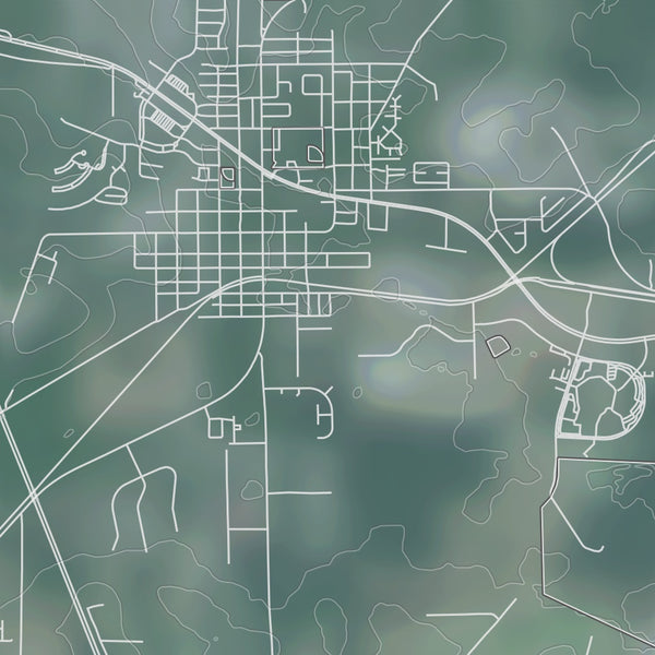 ALACHUA Florida Map Print in Afternoon Style Zoomed In Close Up Showing Details