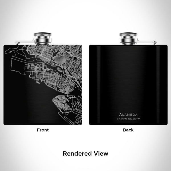 Alameda - California Map Hip Flask in Matte Black