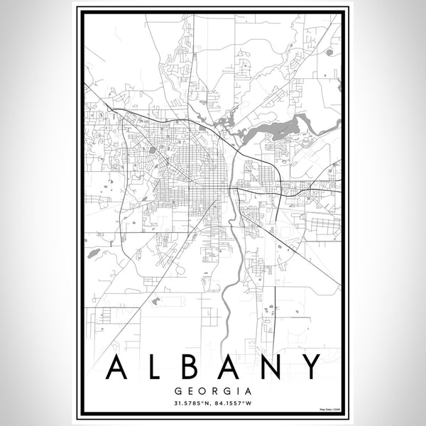 Albany Georgia Map Print Portrait Orientation in Classic Style With Shaded Background