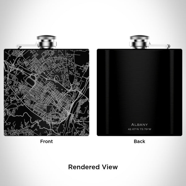 Albany - New York Map Hip Flask in Matte Black