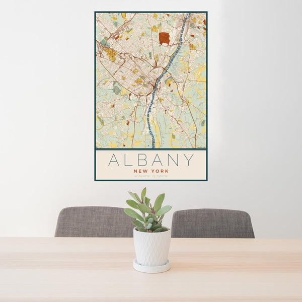 Albany - New York Map Print in Woodblock