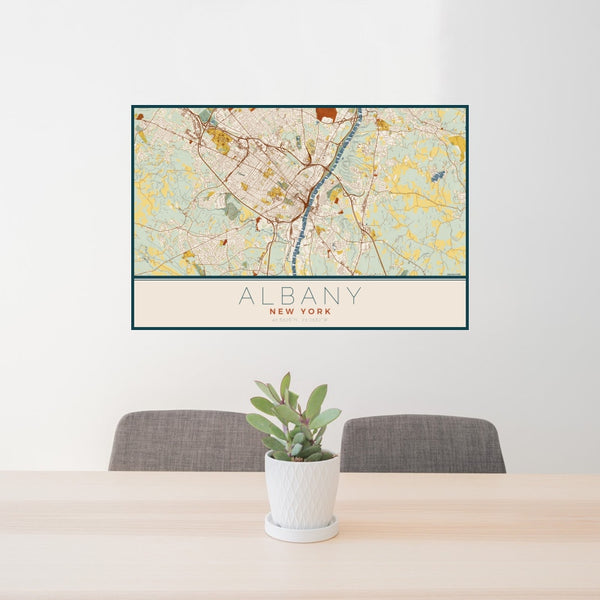Albany - New York Map Print in Woodblock