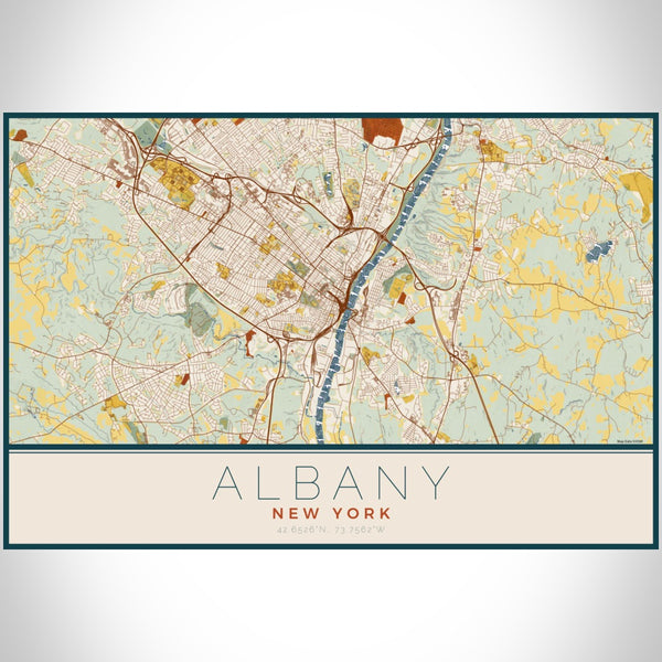 Albany - New York Map Print in Woodblock