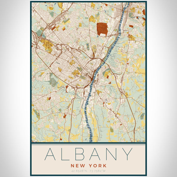 Albany - New York Map Print in Woodblock
