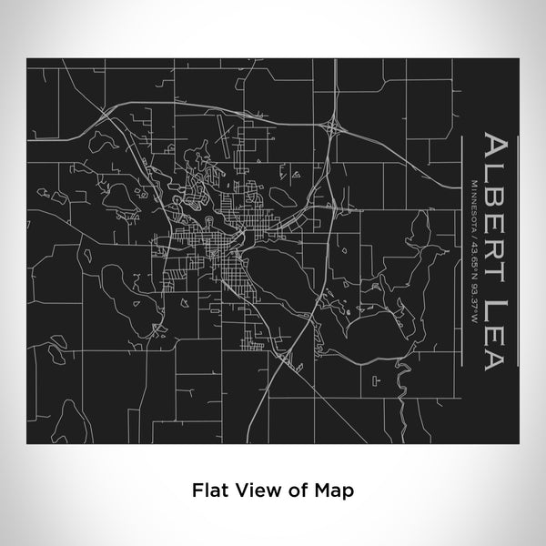 Rendered View of Albert Lea Minnesota Map Engraving on 20oz Stainless Steel Insulated Bottle with Bamboo Top in Black