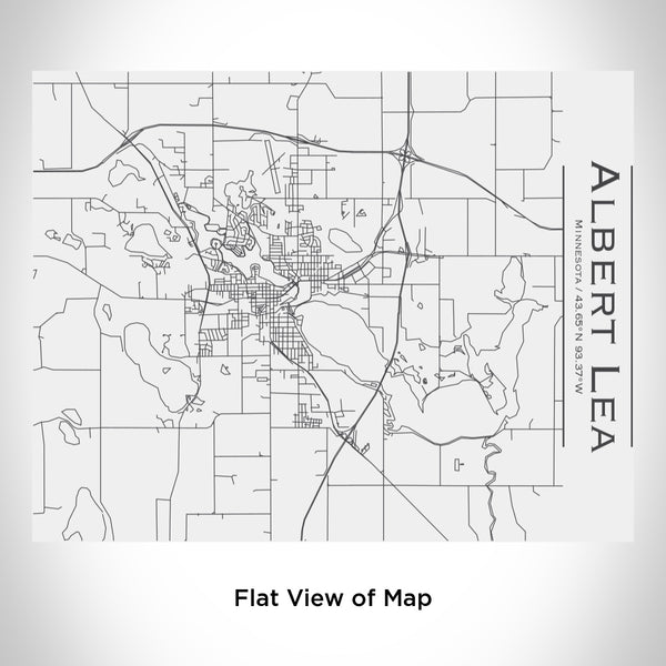Rendered View of Albert Lea Minnesota Map Engraving on 20oz Stainless Steel Insulated Bottle with Bamboo Top in White