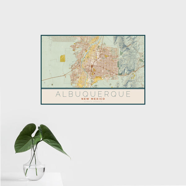 Albuquerque - New Mexico Map Print in Woodblock