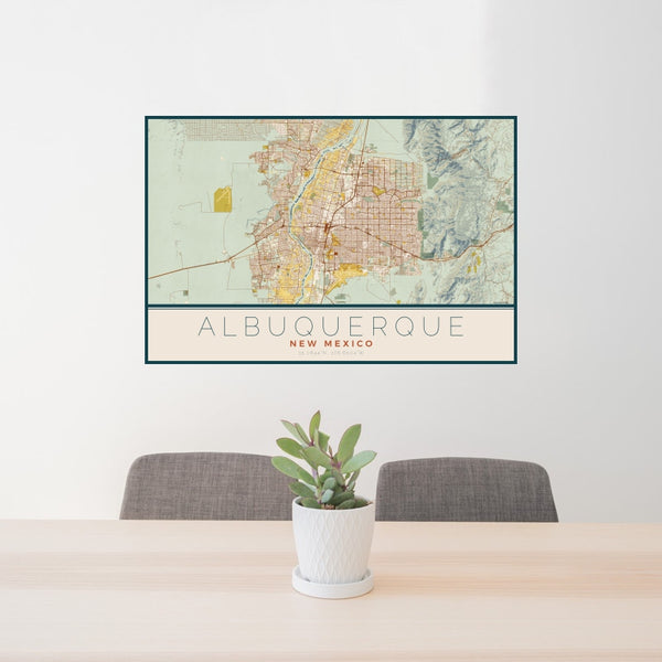 Albuquerque - New Mexico Map Print in Woodblock