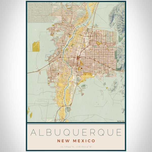 Albuquerque - New Mexico Map Print in Woodblock