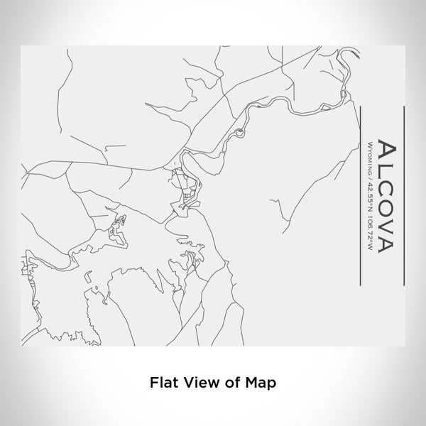 Rendered View of Alcova Wyoming Map Engraving on 20oz Stainless Steel Insulated Bottle with Bamboo Top in White