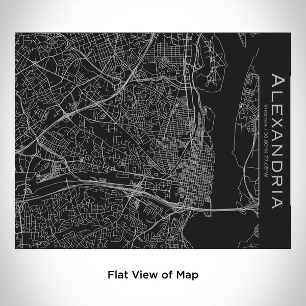 Rendered View of Alexandria Virginia Map Engraving on 20oz Stainless Steel Insulated Bottle with Bamboo Top in Black