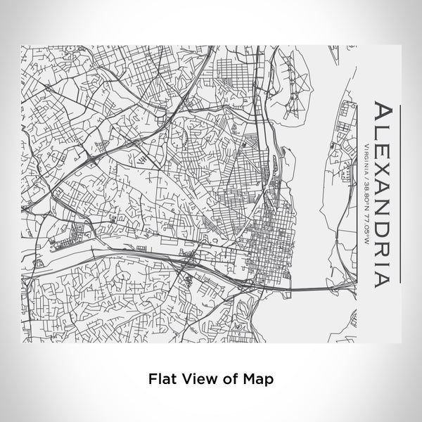 Rendered View of Alexandria Virginia Map Engraving on 20oz Stainless Steel Insulated Bottle with Bamboo Top in White
