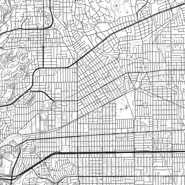 Alhambra California Map Print in Classic Style Zoomed In Close Up Showing Details