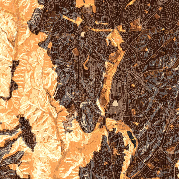 Aliso Viejo California Map Print in Ember Style Zoomed In Close Up Showing Details