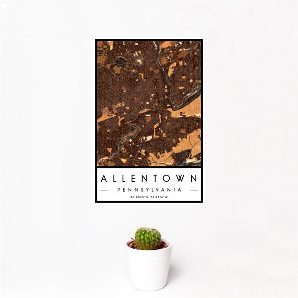 Allentown - Pennsylvania Map Print in Ember