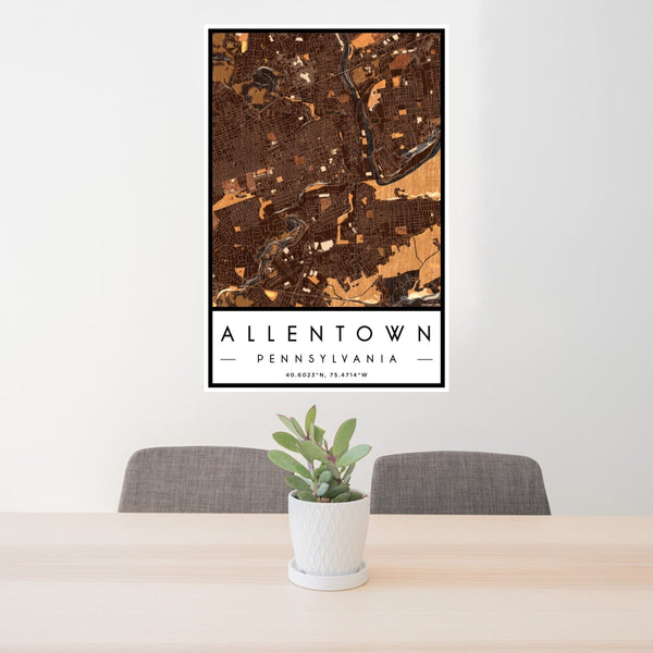 Allentown - Pennsylvania Map Print in Ember