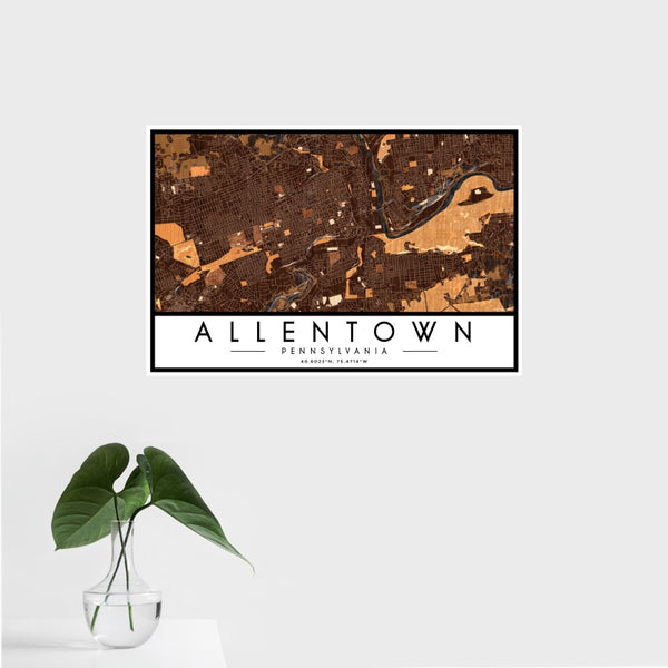 Allentown - Pennsylvania Map Print in Ember