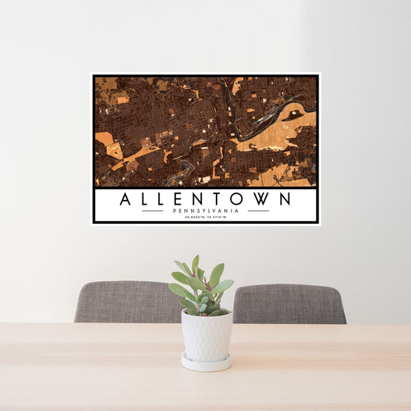 Allentown - Pennsylvania Map Print in Ember