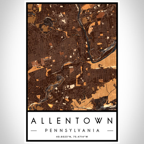 Allentown - Pennsylvania Map Print in Ember