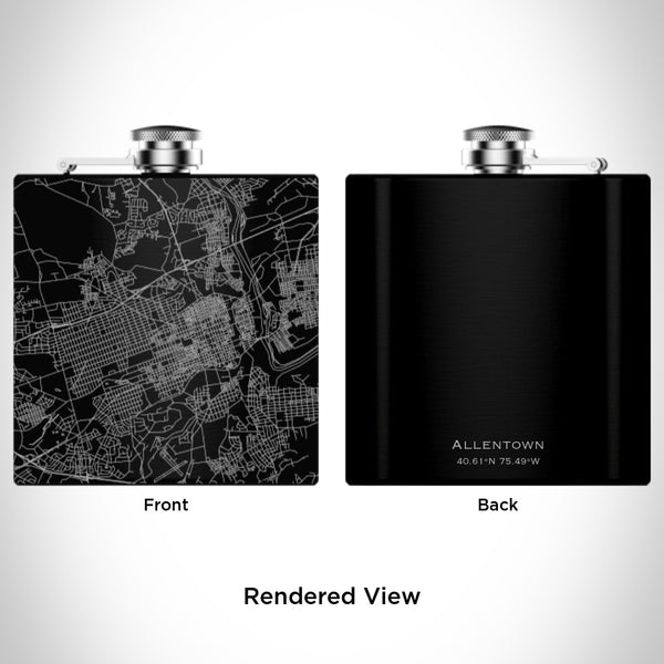 Allentown - Pennsylvania Map Hip Flask in Matte Black
