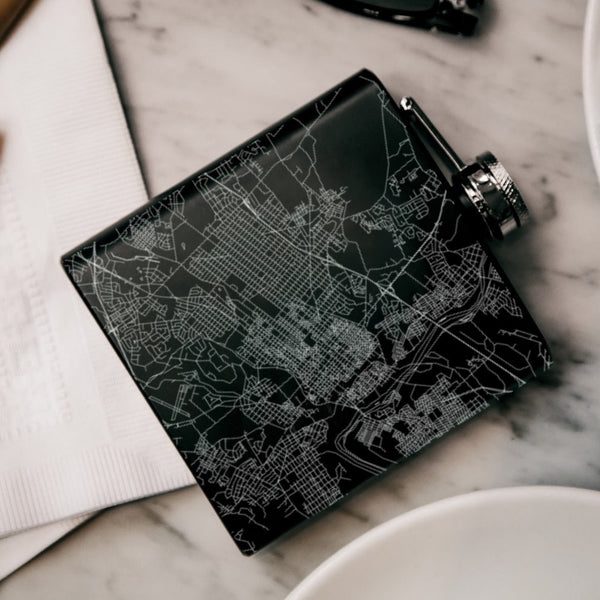 Allentown - Pennsylvania Map Hip Flask in Matte Black