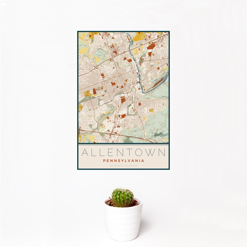 Allentown - Pennsylvania Map Print in Woodblock