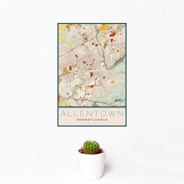 Allentown - Pennsylvania Map Print in Woodblock