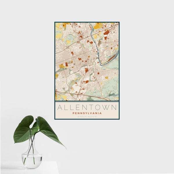 Allentown - Pennsylvania Map Print in Woodblock