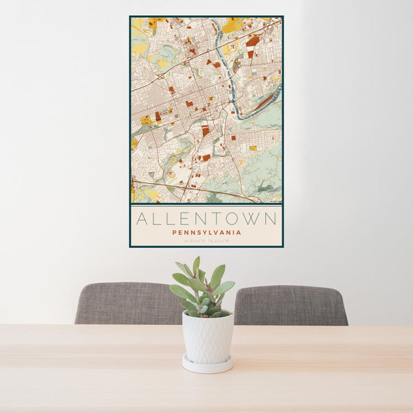 Allentown - Pennsylvania Map Print in Woodblock