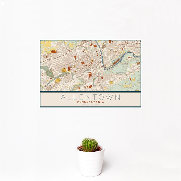 Allentown - Pennsylvania Map Print in Woodblock