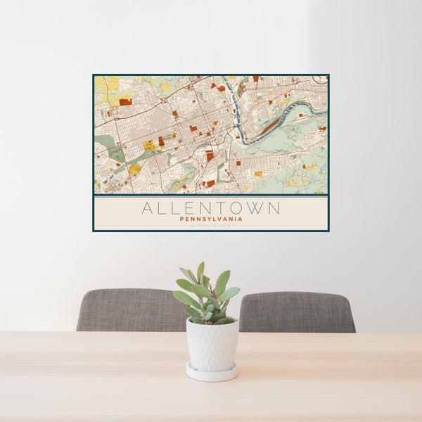 Allentown - Pennsylvania Map Print in Woodblock