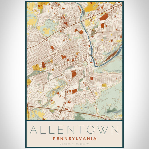 Allentown - Pennsylvania Map Print in Woodblock